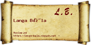 Langa Béla névjegykártya