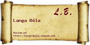 Langa Béla névjegykártya